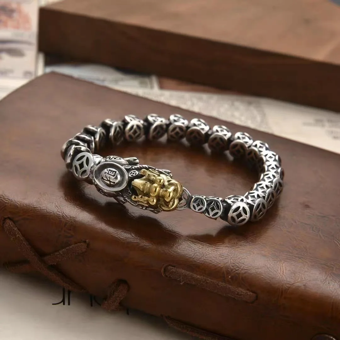Antique Silver Color Hand Woven Pixiu Bracelet Dominant Fashion Bracelet Banquet Jewelry Accessories Gifts