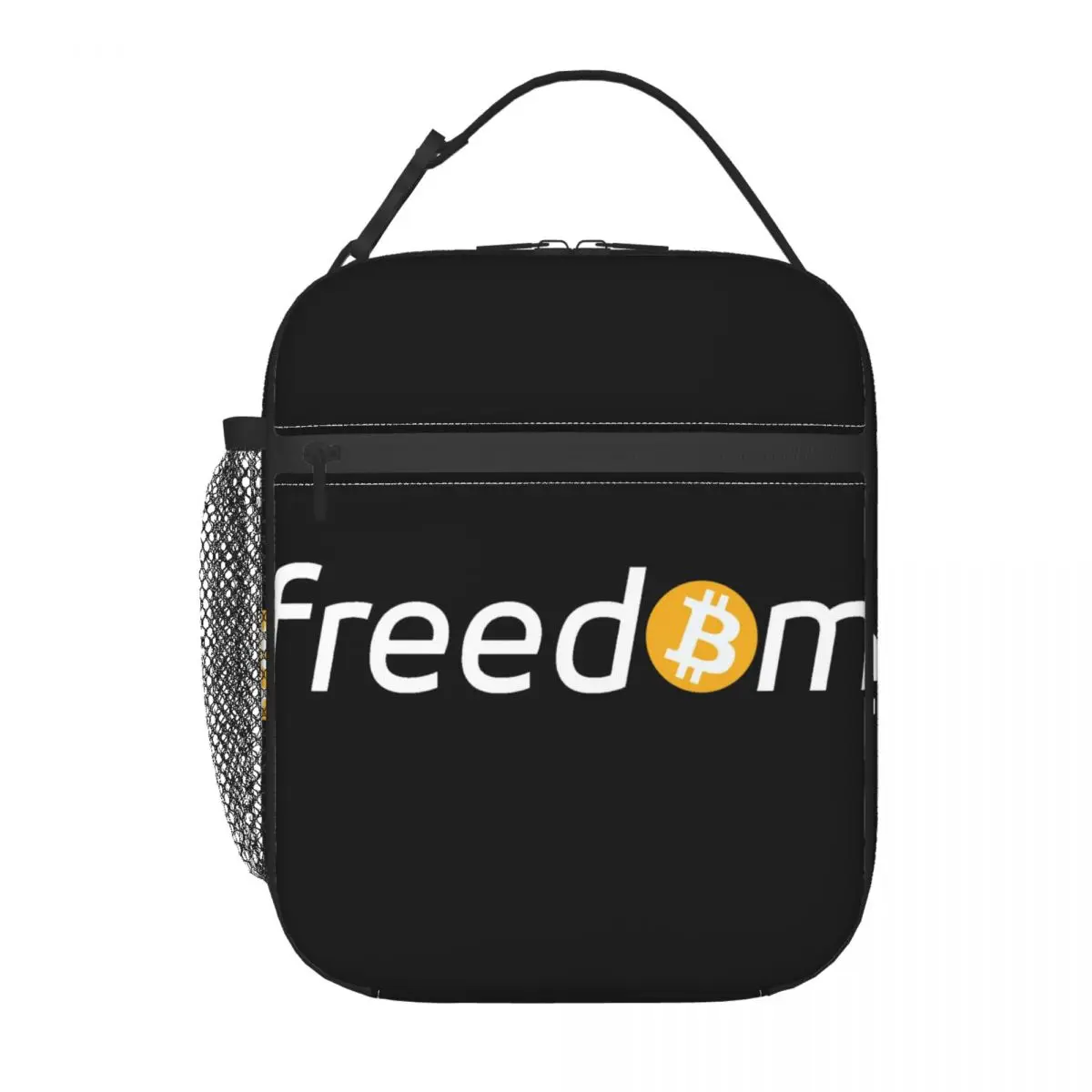

Insulated Lunch Bag Bitcoin Freedom Denim Lunch Box Tote Food Handbag