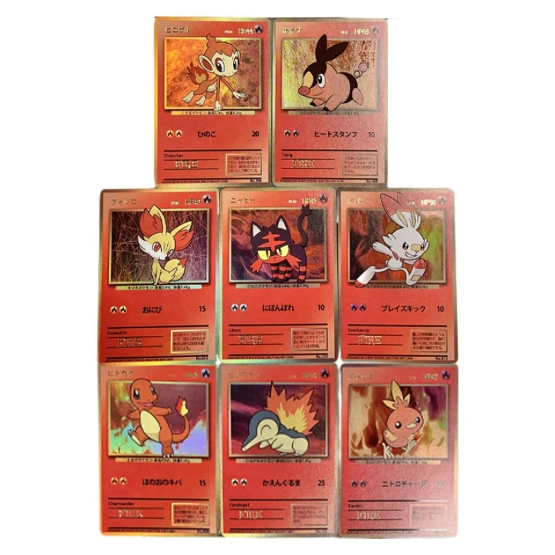 

7pcs/set Pokemon Charmander Cyndaquit Chimchar Torchic Tepig Fennekin Litten Animation Characters Classics Game Collection Cards