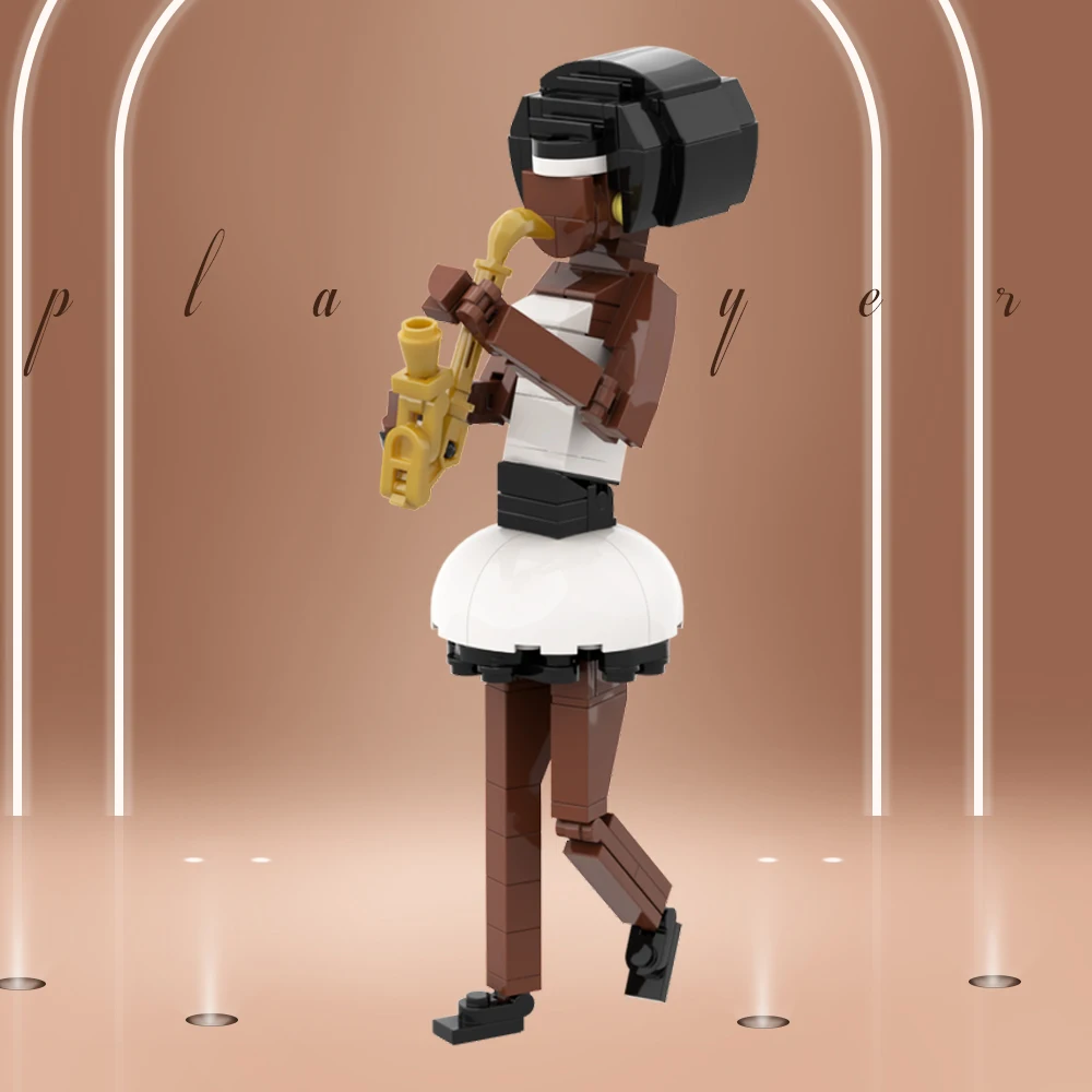 Gobricks Moc Jazz Band Tromba Sassofono Player Building Block Set Idea Amy Winehouses Singer Brickheadzs Modello Giocattolo Per Bambini Regalo