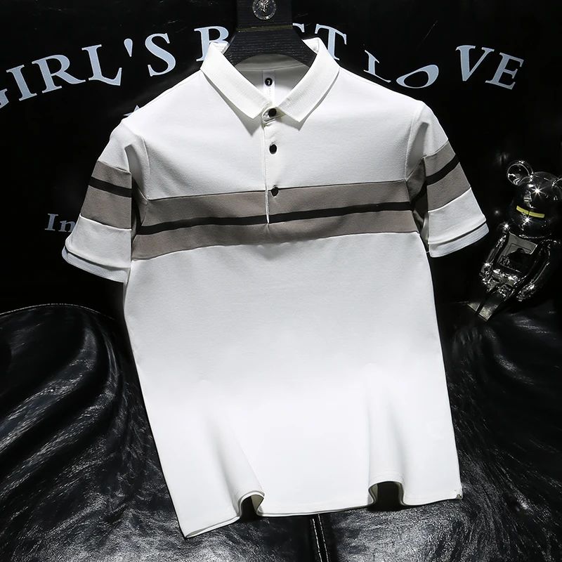 

Top Grade 2023 New Fashion Brand Striped Men Plain Polo Shirts for Men Casual Designer Short Sleeve Tops Men's Clothing R75