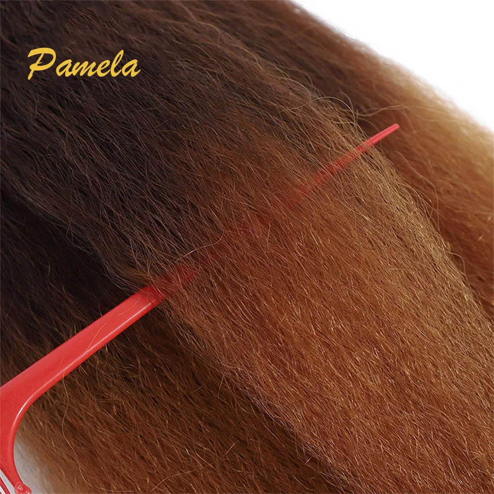 Brazilian 1B/30 Kinky Straight Bundles Human Hair Ombre 30# Colored Remy Hair Extensions Yaki Straight Hair Bundles For Women