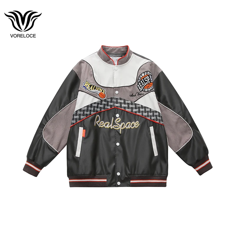 

2022 autumn brand creative stitching embroidery baseball motorcycle jacket college student style ins high street men's PU jacket