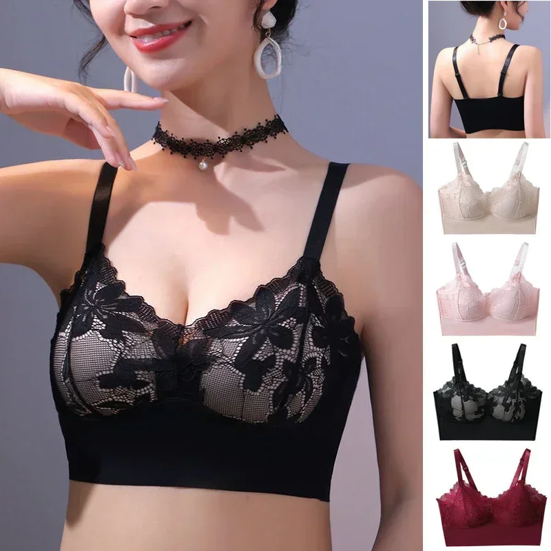 1pcs Ice Silk Seamless Lace Sport Bra No Steel Ring Comfortable Large Size Bra vest bra Gather Anti Sagging Underwear sujetador 1