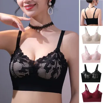 1pcs Ice Silk Seamless Lace Sport Bra No Steel Ring Comfortable Large Size Bra vest bra Gather Anti Sagging Underwear sujetador 1