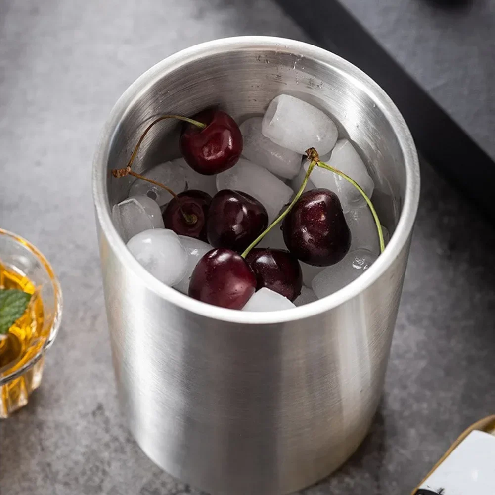Ice Bucket Wine Cooler 1.6L Double-Wall Stainless Steel Ice Bucket Household Red Wine Champagne Bar Kitchen Home