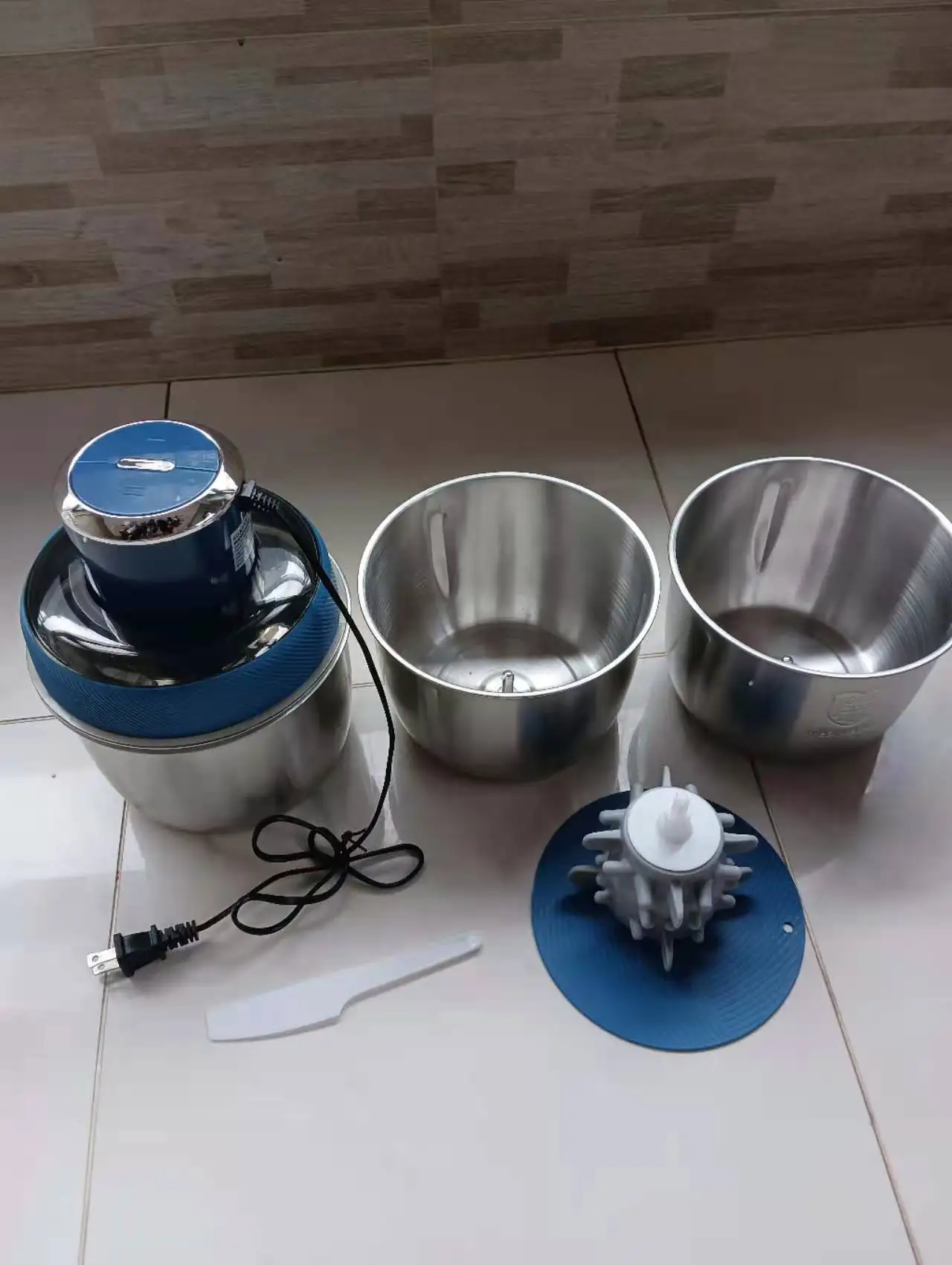 Meat Grinder with 2 Stainless Steel Bowls, 500W Electric Food Processors, Bi-Level Bladesand Spatula for Baby Food, Meat 6
