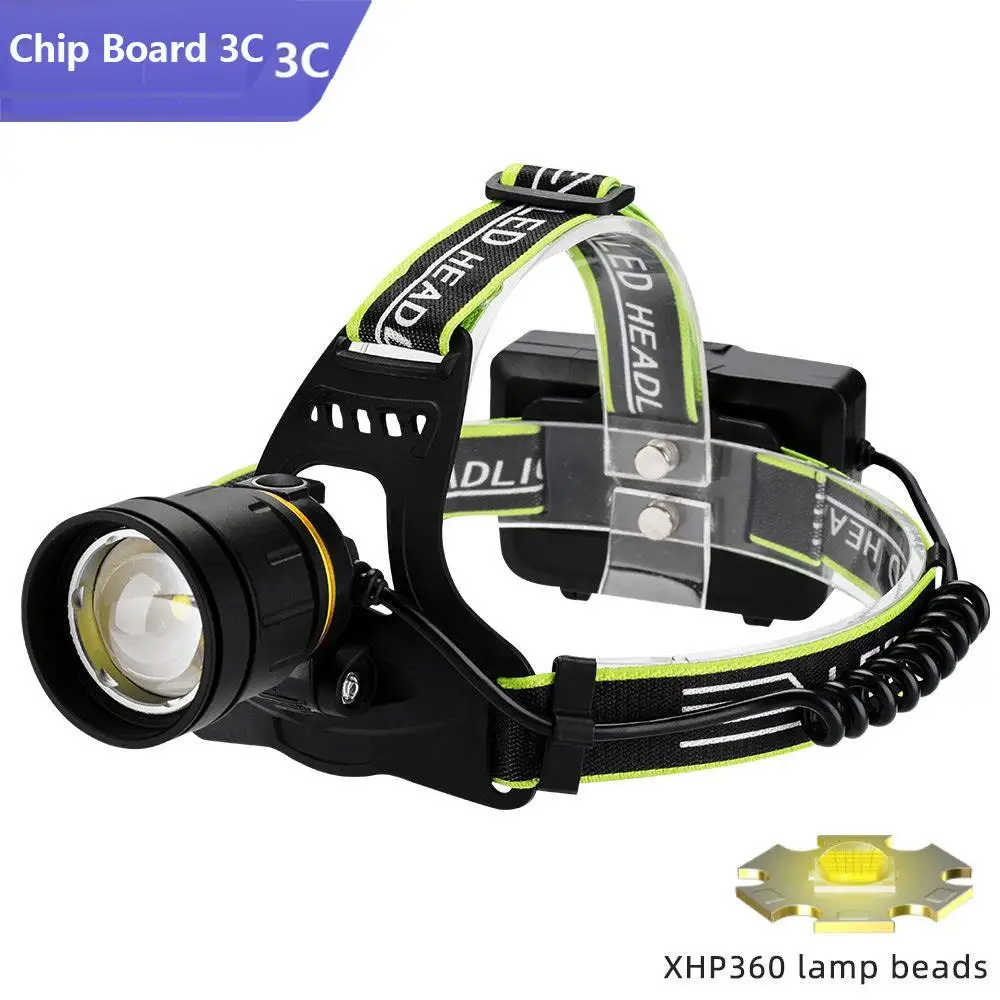 

High Power XHP360 Headlamp LED Flashlights 36-core Wick Telescopic Zoom Fishing Light Lamp For Camping