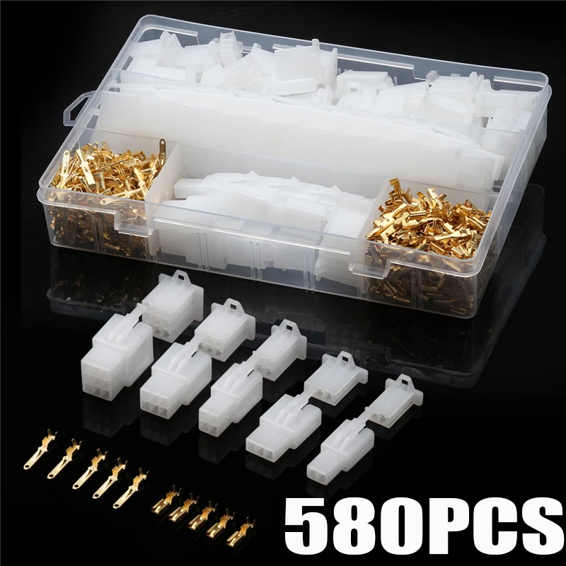 Lot De 10 Connecteurs électriques 6.3mm à 2 Broches - Boîtiers De Bornes Pour Auto, Moto, VTT (nylon+cuivre)