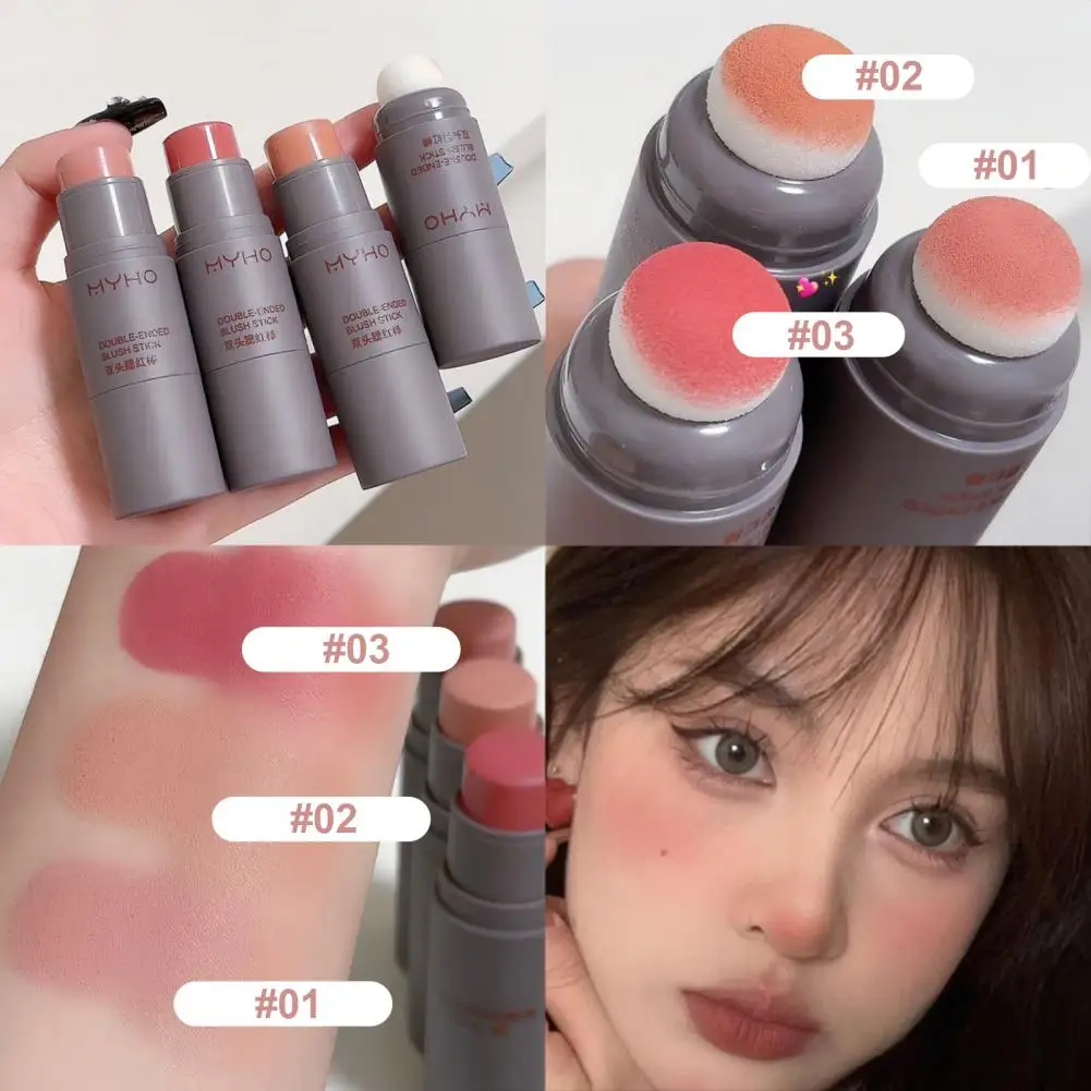 

Versatile Makeup Blush Stick Long Lasting Double Ended Blush Stick for Effortless Face Makeup Lightweight Easy for Lips