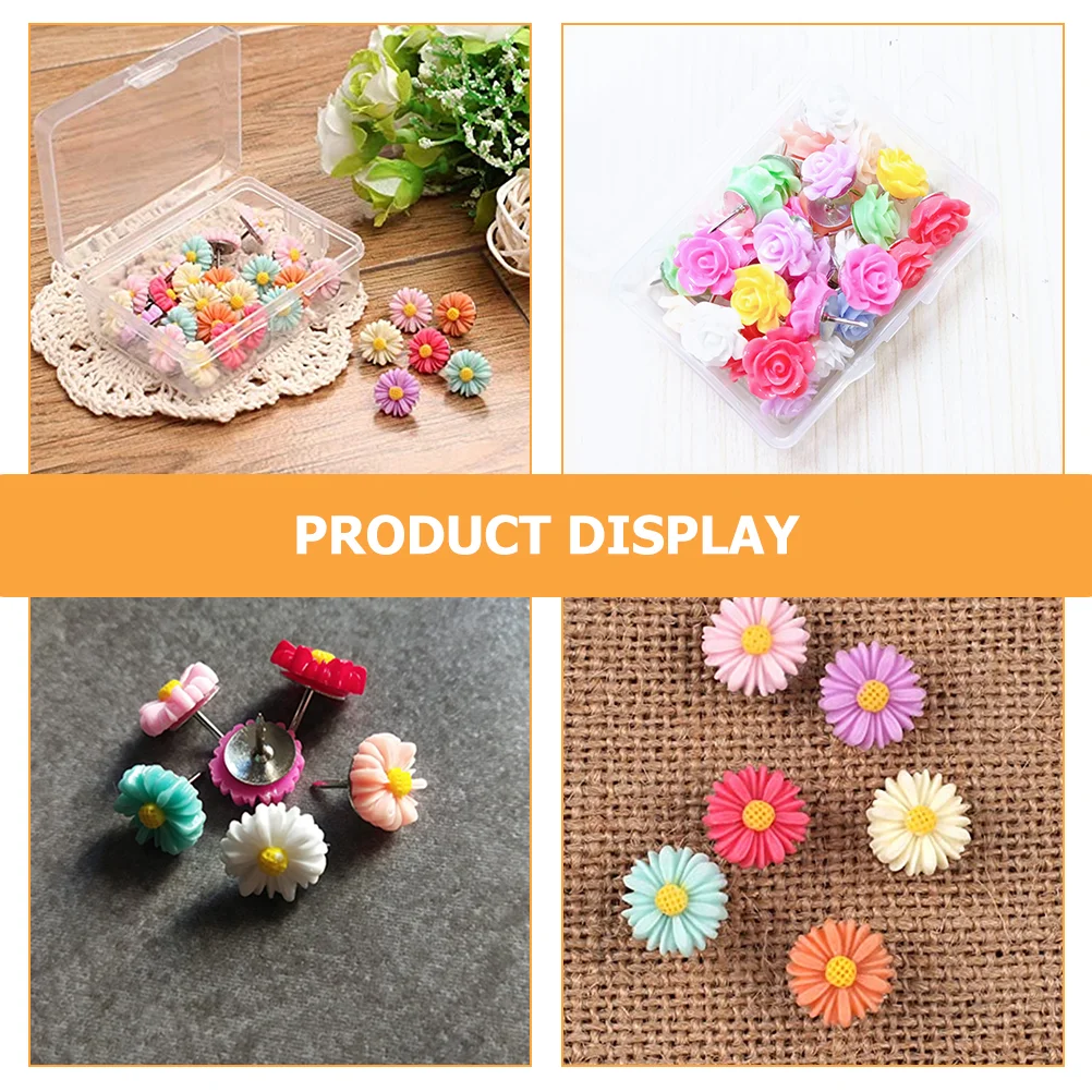 Push Pins 30 Pcs Thumbtack Metal Poster Household Daisy Tacks Portable Multi-function Decorative Pushpins Message Board Flower