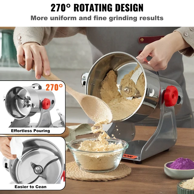 Singweller Electric Grain Mill Grinder Stainless Steel Pulverizer Powder Machine for Dry Herbs Grains Spices Cereals Coffee Corn 6