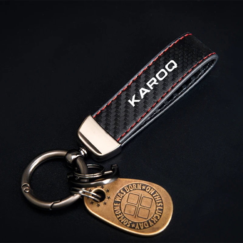 Portachiavi Per Auto In Pelle In Fibra Di Carbonio Portachiavi Di Alta Qualità Per Karoq Skoda Karoq 2023 2022 Accessori Per Auto