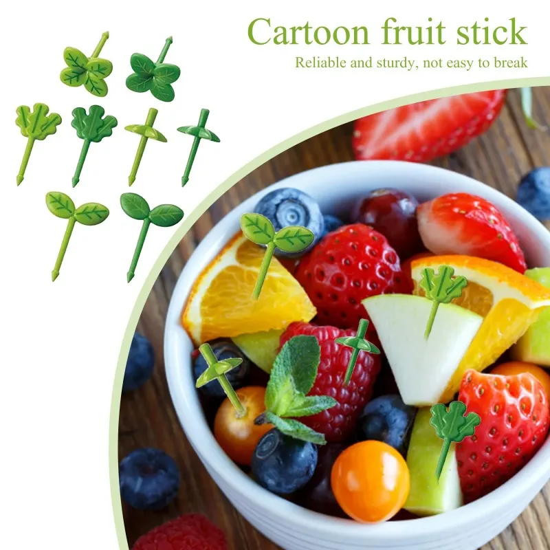 Food Picks 40-8pcs Plastic Sticks Home Party Decor Forks Toothpick Lunch Accessories Leaf Shapes Kids Sandwich Salad