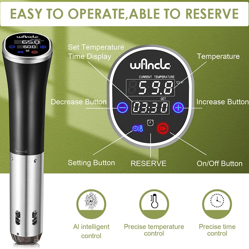 Wancle Vacuum Sous Vide Cooker – Waterproof Immersion Circulator 4