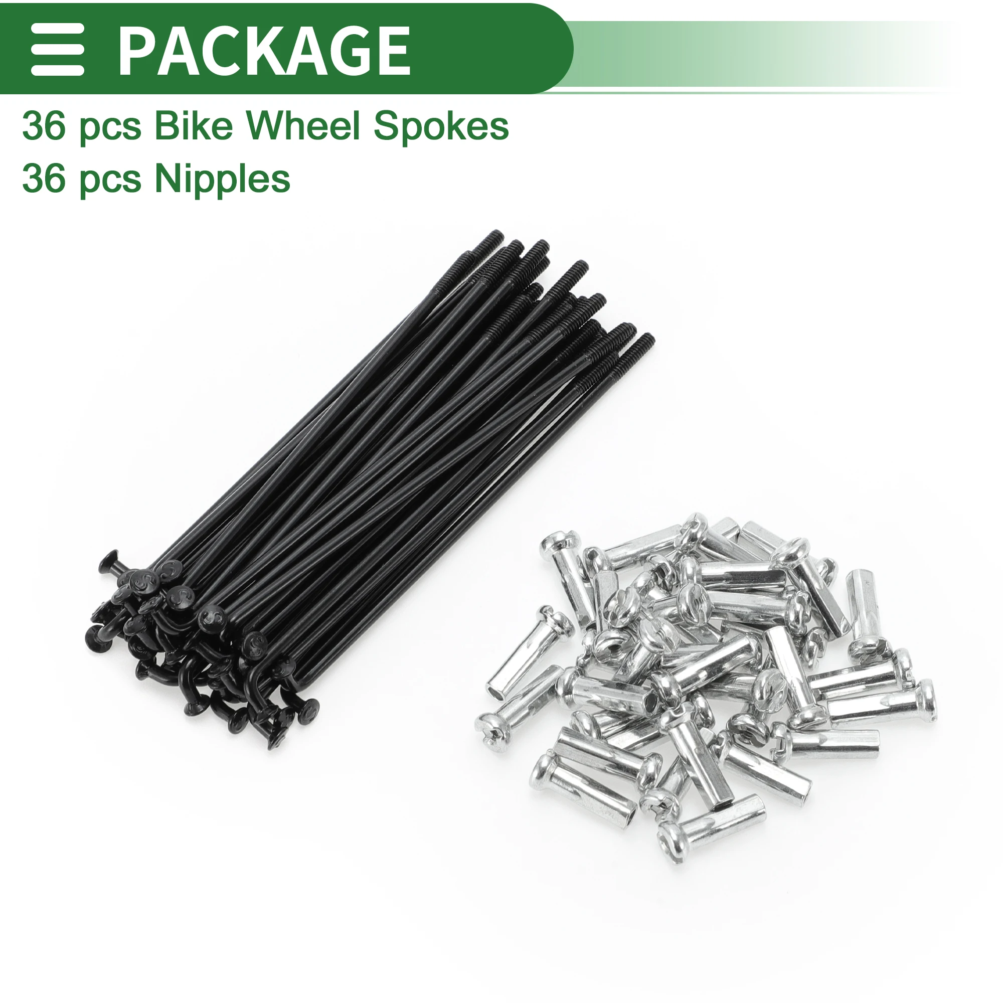 Bicycle Spokes X Autohaux Bike Wheel Spokes 163/167/173/179/183/189/193/197/203/210/219/227mm Length Bicycle Spokes Nipple Carbon Steel Black