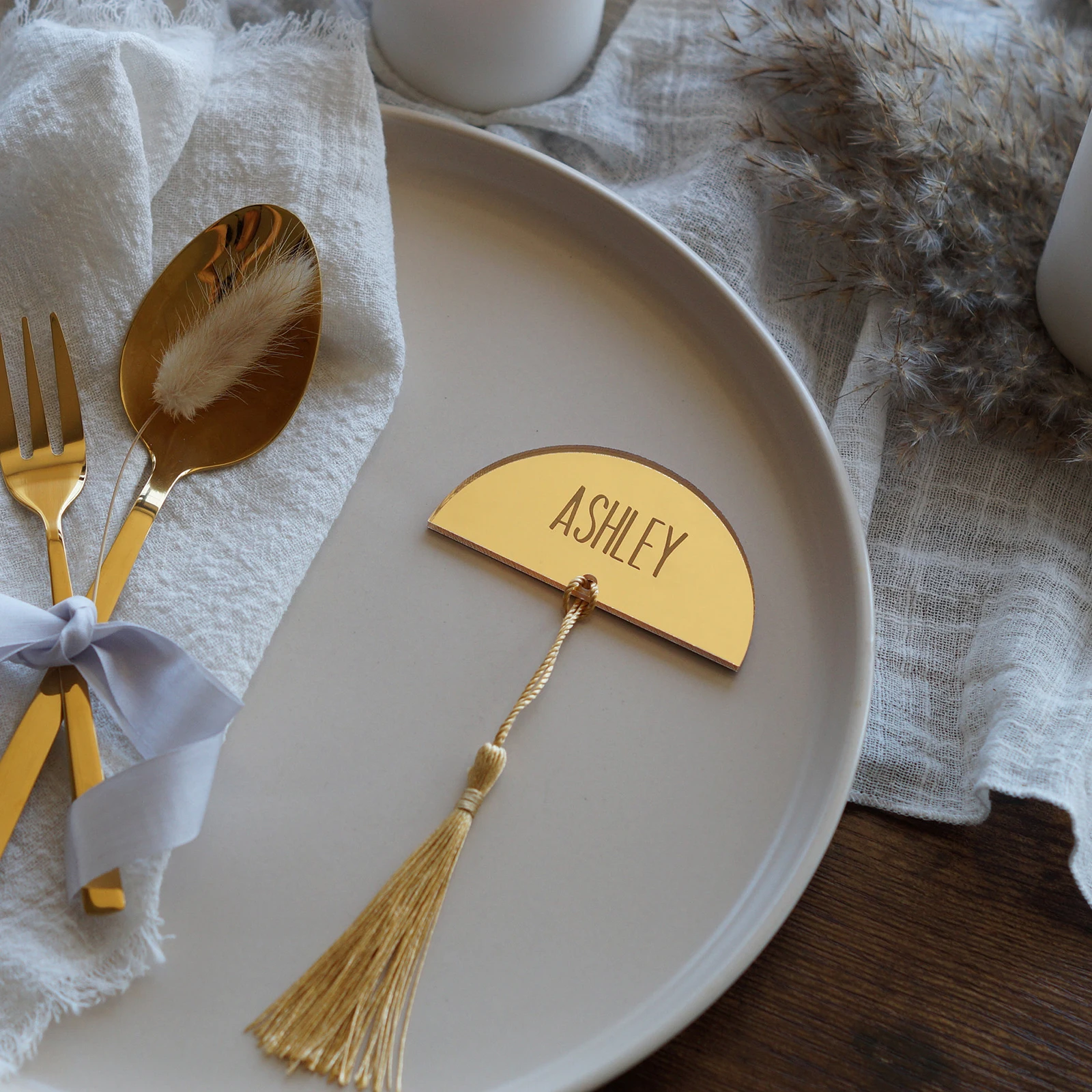Tassel Acrylic Place Card,DIY Blank Table Setting for Wedding Name Tag Event Decor,Baby Shower Memorial Gift Tags Luggage Tag