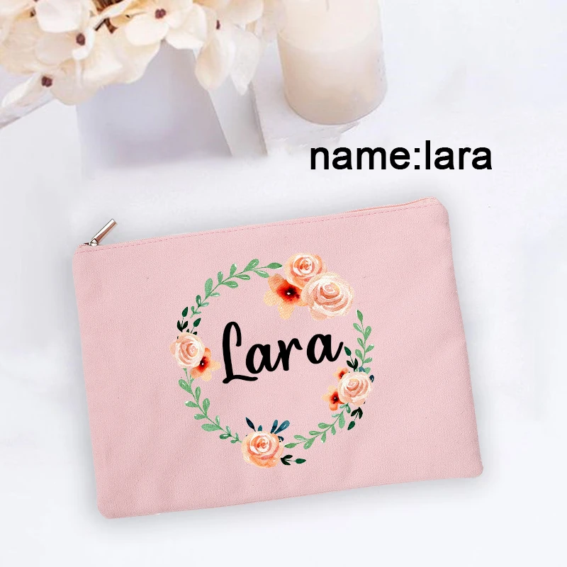 Personal Name Flower Makeup Bag Pouch Travel Outdoor Girl Women Cosmetic Bags Toiletries Organizer Lady Wash Storage Case makeup organizer cosmetic bag cosmetic storage bag toiletry bag makeup bag cosmetic case