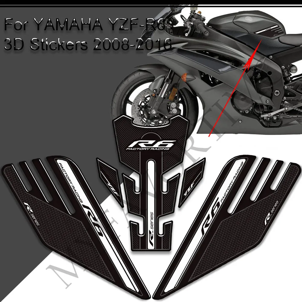 Stickers Decals Protector Tank Pad Grips Gas Fuel Oil Kit Knee For YAMAHA YZF-R6 YZF R6 YZFR6 2008 - 2012 2013 2014 2015 2016