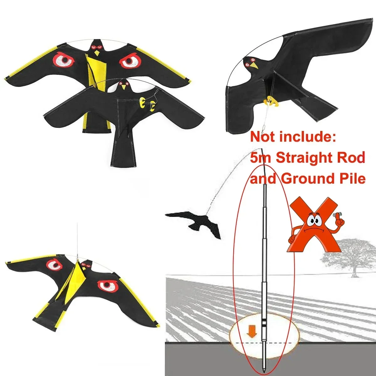 Emulation Flying Hawk Kite Bird Scarer For Garden Yard