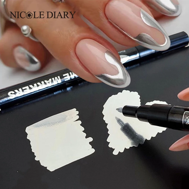 Metallic Silver Gold Nail Polish Pen Spring Summer Nail Drawing Brush For Design Graffiti Painting Pencil Lines Manicure Tools nail art tools nail polish nail art pen