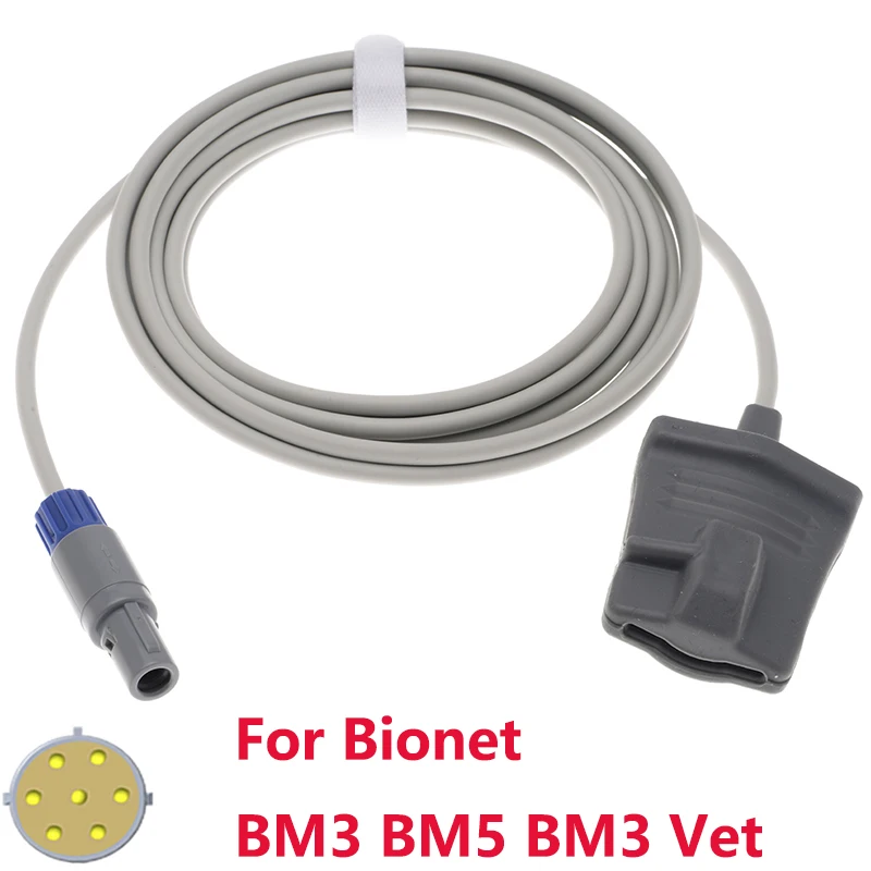 

Compatible With Spo2 Sensor of Bionet BM3 BM5 BM3 Vet for Patient Monitor,Reusable Accessories 7pin 3m Finger/Ear Oximetry Cable
