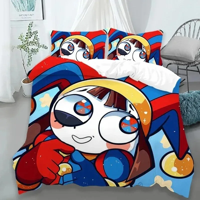 Biancheria da letto per bambini cm, set biancheria da letto Pomni con federa, il fantastico set biancheria da letto digitale del circo, regali di compleanno - immagine 4