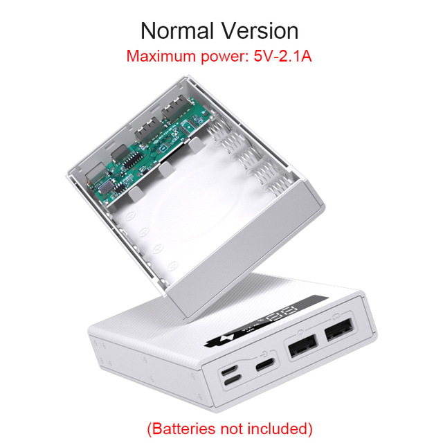 Power Bank Case Support Quick & Wireless Charger Detachable 18650 Power Bank Without Battery Charge QC 3.0 PD DIY Shell