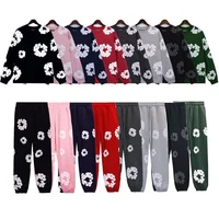 New Fashion Men's Women's Same Foam Printing High Street Loose Hooded Sweater with Casual Sweatpants Set 1
