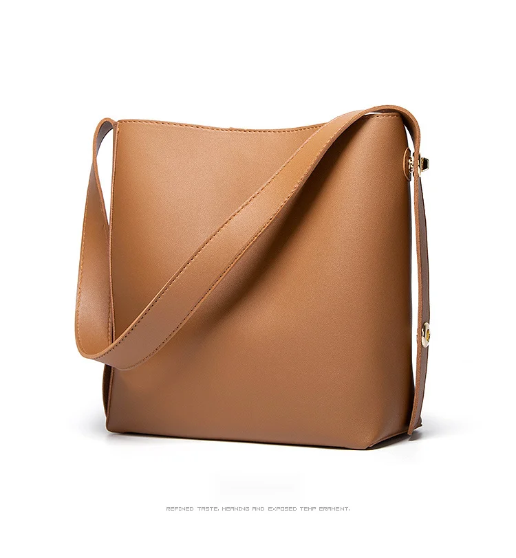 Water Bucket Mother and Child Women's 2024 Simple Large Capacity Soft Leather Korean Chic One Shoulder Crossbody Bag_voghion.com