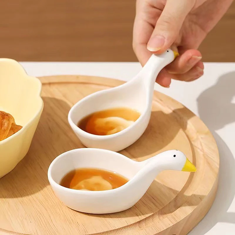 백조 모양의 조미료 접시 간장 접시, 세라믹 디스크, 토마토 거치대 샐러드 드레싱 용기, 창의적인 테이블 장식, 가정
