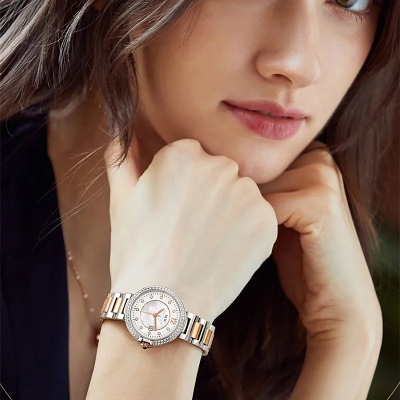 CARNIVAL Brand Diamond Watch Ladies Luxury Stainless Steel Girls Gift Quartz Wristwatches Waterproof for Women Relogio Feminino
