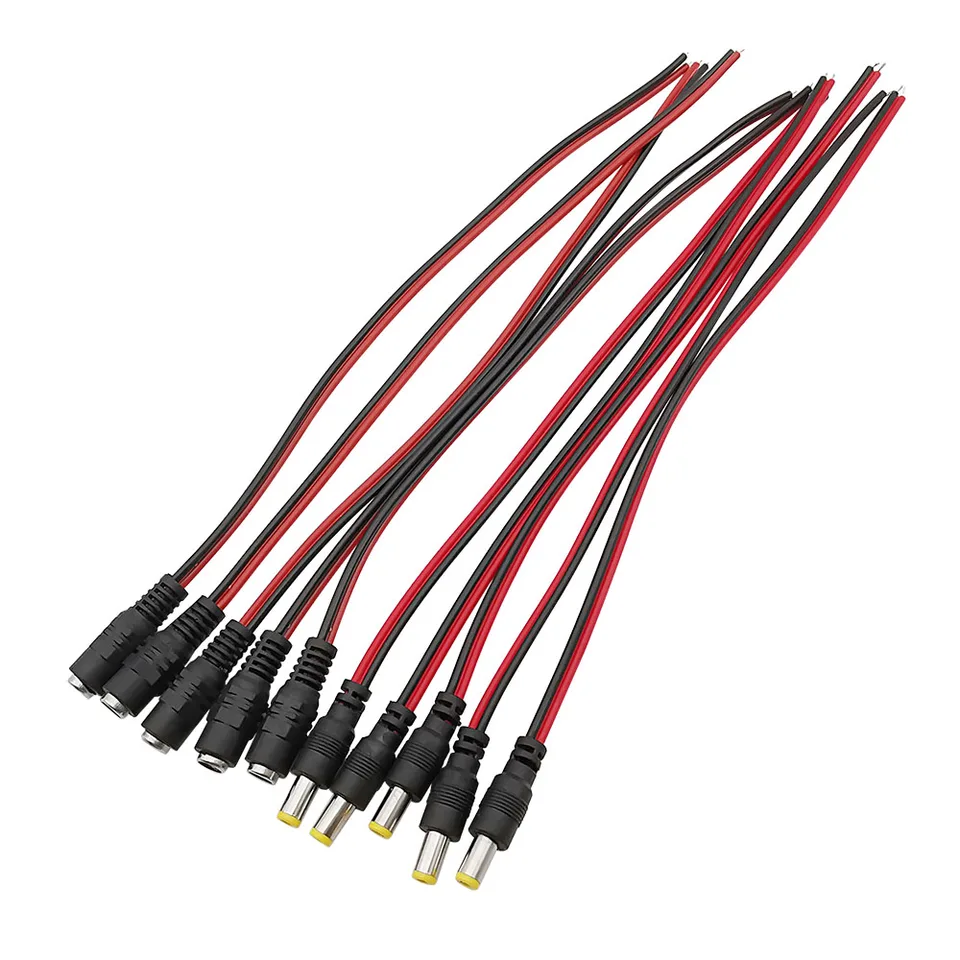 20 Connecteurs DC Femelles 5.5x2.1mm - Pour Bandes LED, Caméras 12V-36V, Installation Facile Sans Soudure