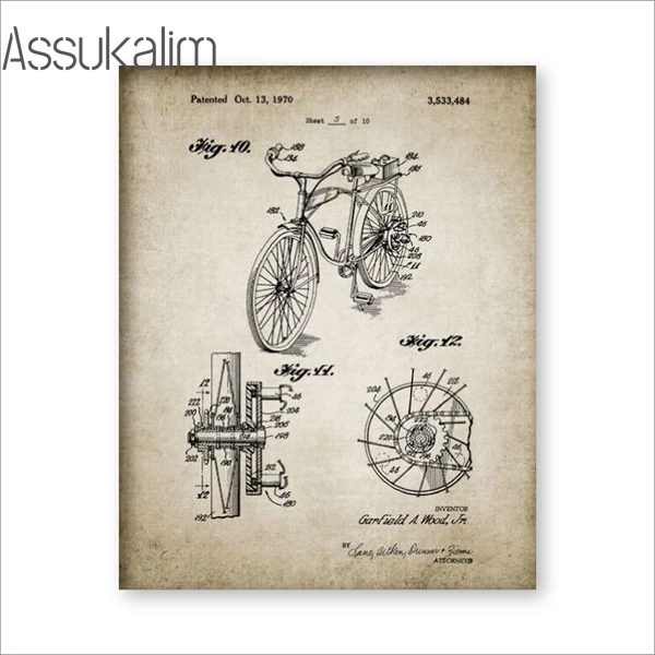 Retro Poster Bicycle Invention Canvas Poster Bike Print Pictures Mechanics Art Prints Nordic Wall Posters Living Room Decoration 