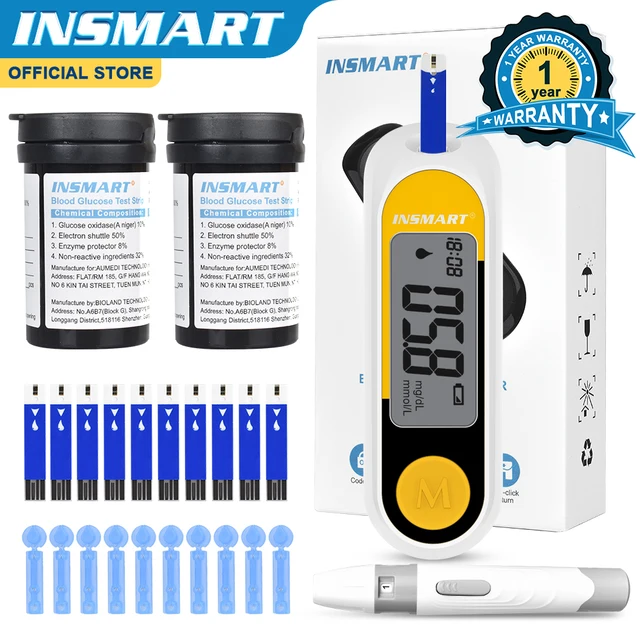 INSMART Blood Glucose Meter Diabetes Testing Kit 50pcs Test Strips Blood Sugar Meter Diabetes Lancet Machine Glucometer