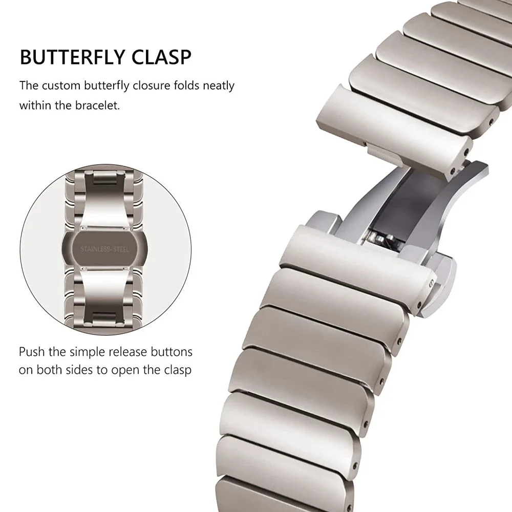Luxury Stainless Steel Metal Strap - Premium Replacement Band Bracelet