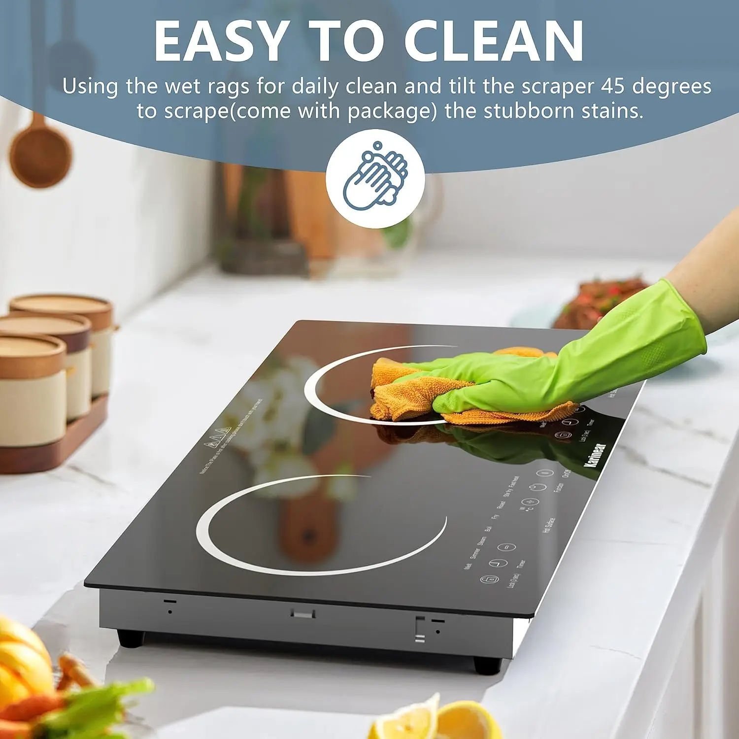 2 Burners Electric Cooktop 24 Inch, 110v~120v Countertop and Built-in Elecric Stove Top, Portable Electric Radiant with Outlet