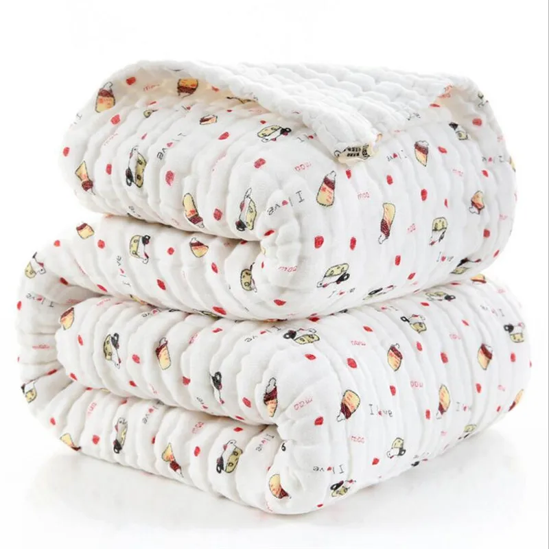 12 Layers Muslin Cotton 110X110CM Baby Blanket Super Thick Newborn Swaddling Autumn Baby Swaddle Bedding Quilt Receiving Blanket 4