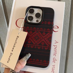Red and White Ethnic Embroidered Phone Case Cover - Galaxy S23+ (Black)