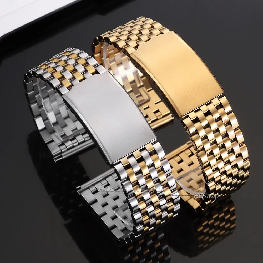 Premium Universal Stainless Steel Watch Strap with Metal Folding Buckle