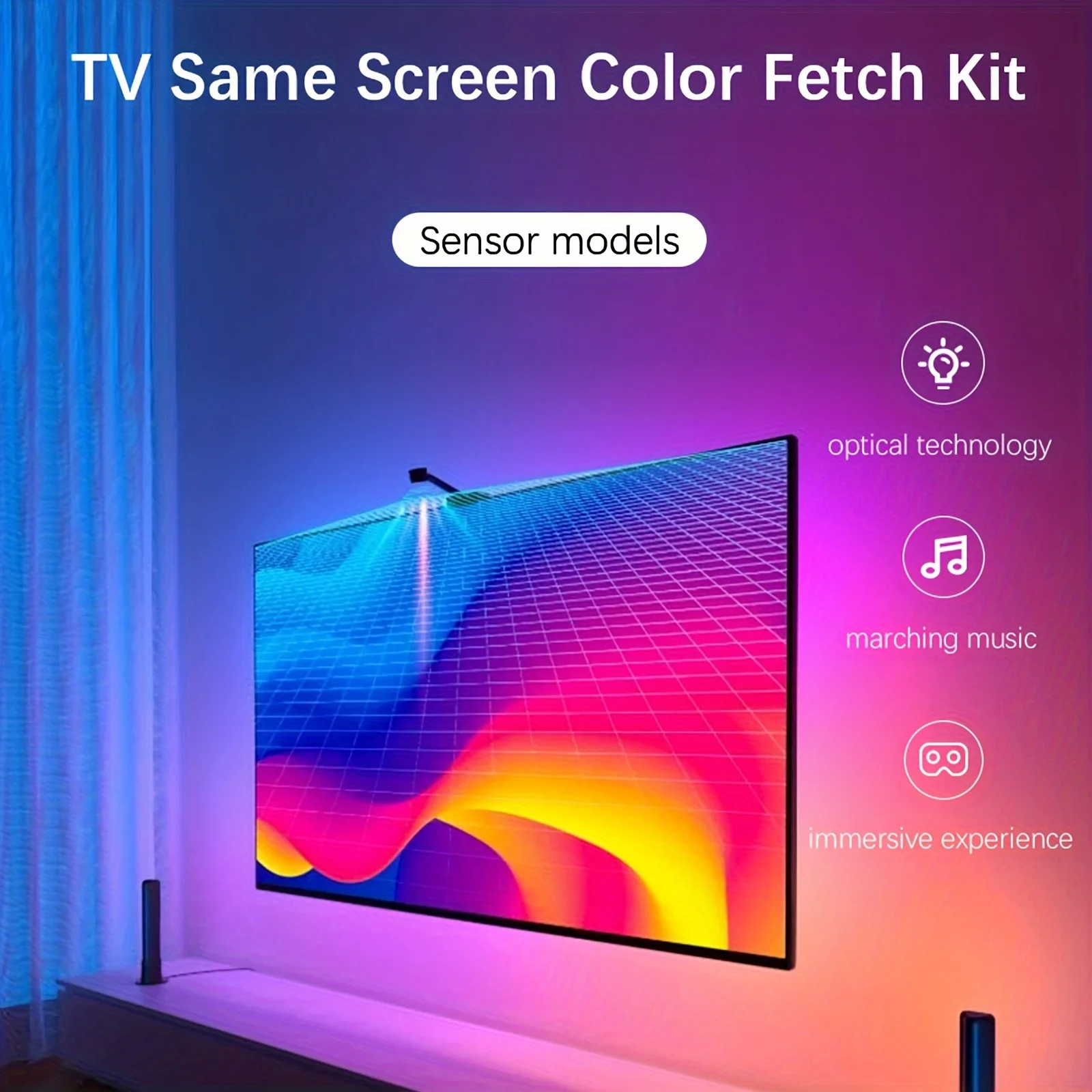 รูปสินค้า แถบแสง RGB ปรับสีได้ ควบคุมผ่านแอป สำหรับทีวี