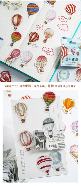 Hot Air Balloon Stickers Cute Washi Sticker Set Balloons Travel