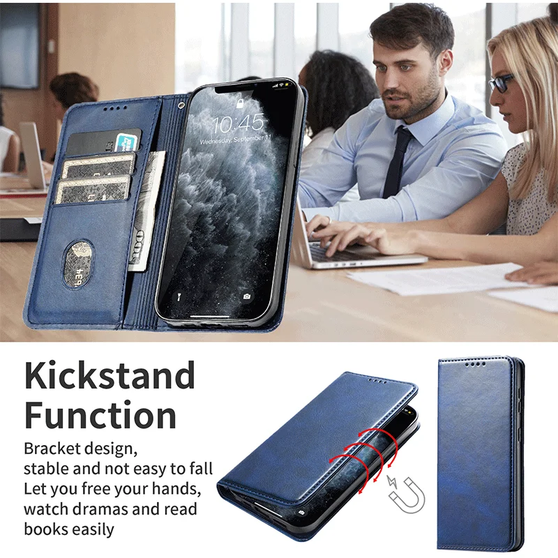 Premium Magnetic Leather Wallet Phone Case with Card Holder