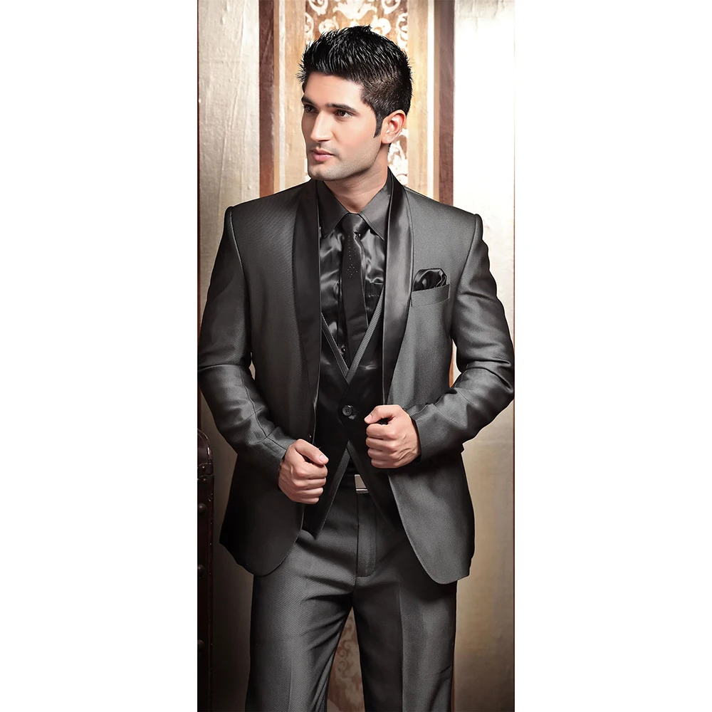 

2023 New Fashion High End Arrival Tailor Made Men Suit Single Breasted Black Business Wedding Set 3 Pieces(Jacket+Pant+Vest)