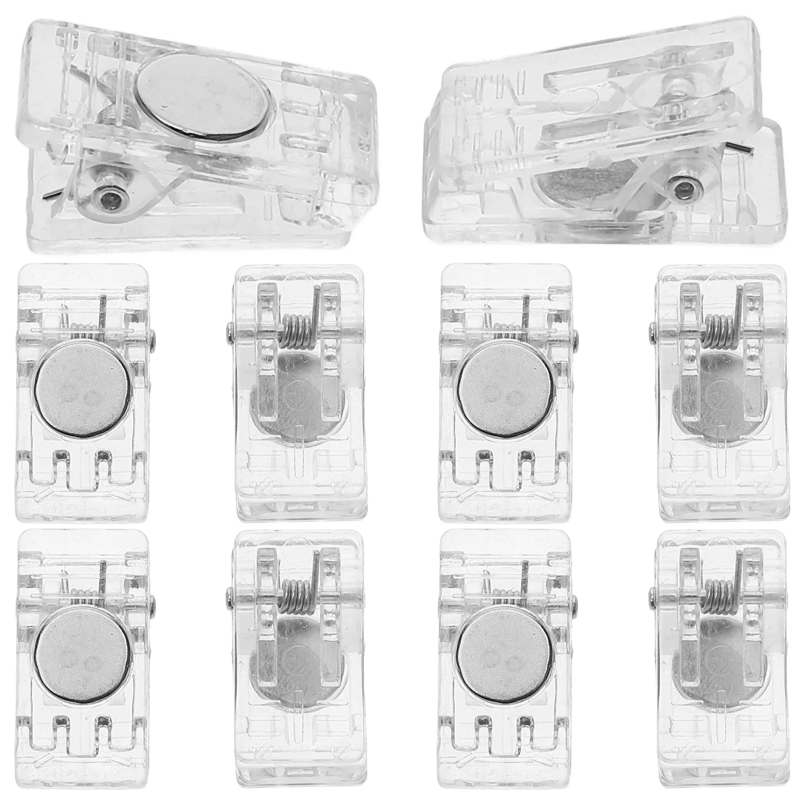 Badge Card Holder Spring Paperclip Acrylic Magnetic Wall Clips Office Binding Supplies Accessories 10 Pcs