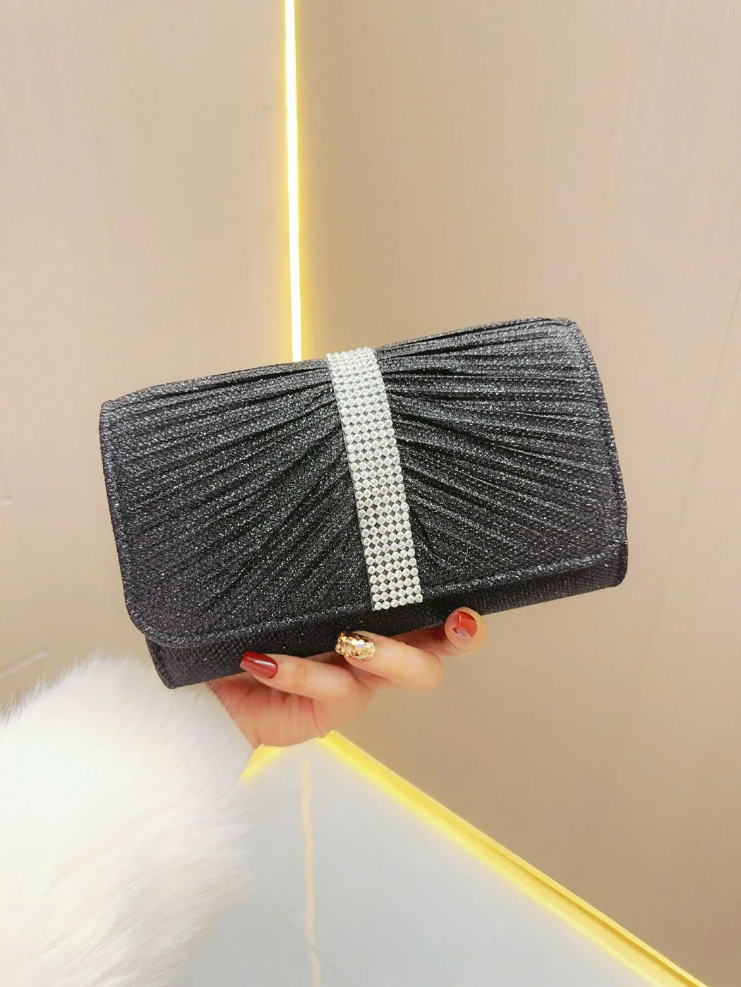 

Black Women's Bag Lady Fashion Clutch Purse Beading Crossbody Bag Dressing Handbag Designer Evening Bag Shoulder Party Clutch