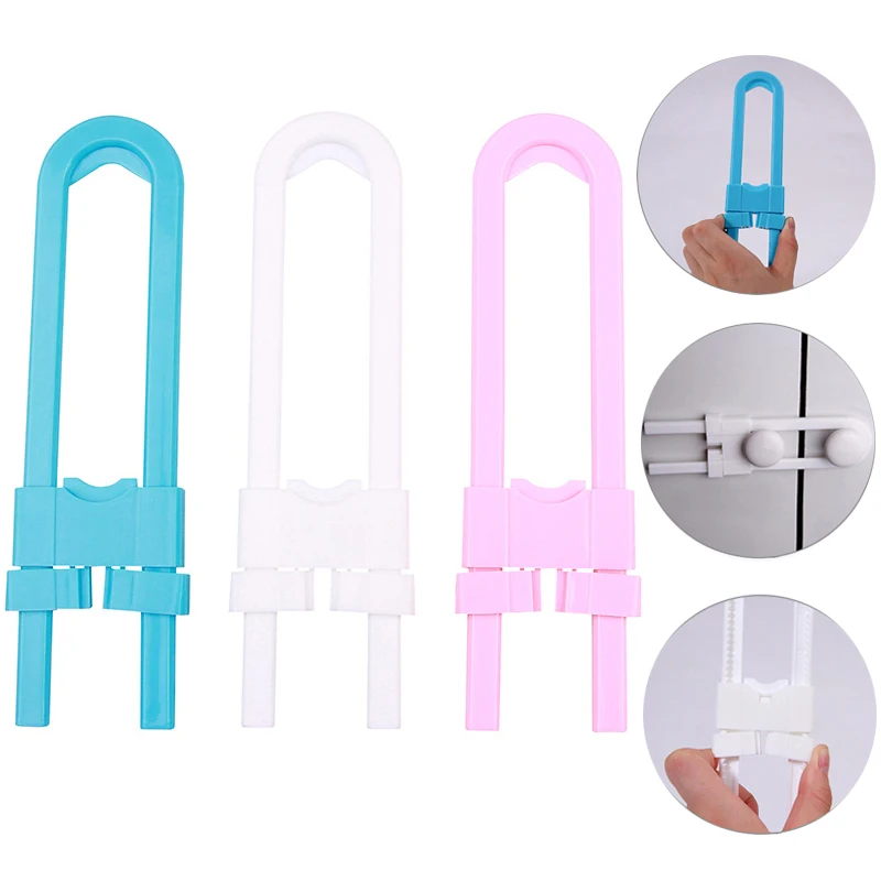 5Pcs/Pack U-Shape Children Home Protection ABS Plastic Safety Lock Baby Safety Adjustable Multi-function Baby Cabinet Locks