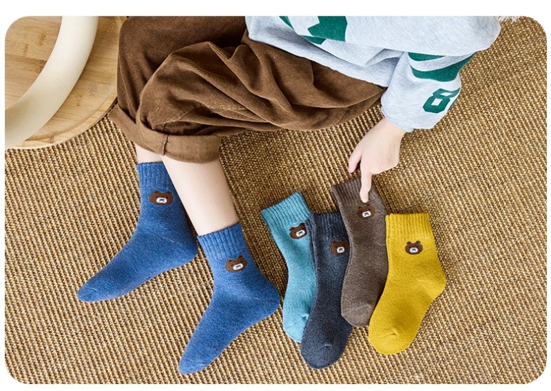 5 Paar warme Plüsch-Kindersocken für Herbst und Winter, dicke Plüsch-Baumwollsocken für Kleinkinder, Jungen und Mädchen, 1 bis 12 Jahre, Kindersocken – Detail 2