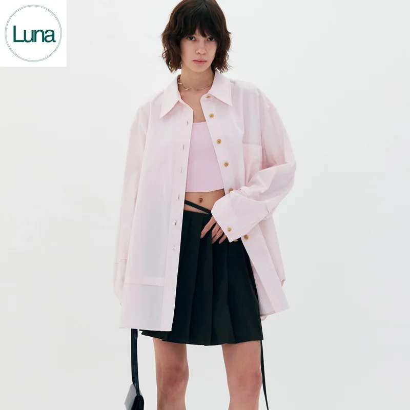 

Minimalist style new shirt for women with embroidered logo for spring/summer 2023 loose single breasted long sleeved shirt