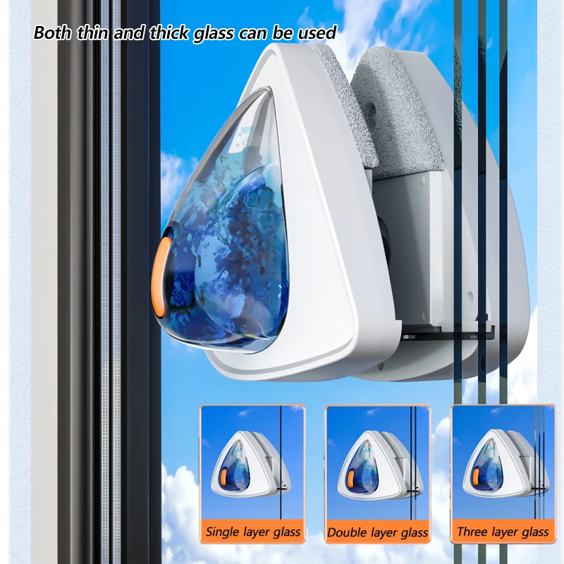 15-30mm Magnetic Window Cleaner Brush Double-Side Automatic Water Discharge Wiper Glass Window Brush Household Cleaning Tools window cleaning brush window cleaner